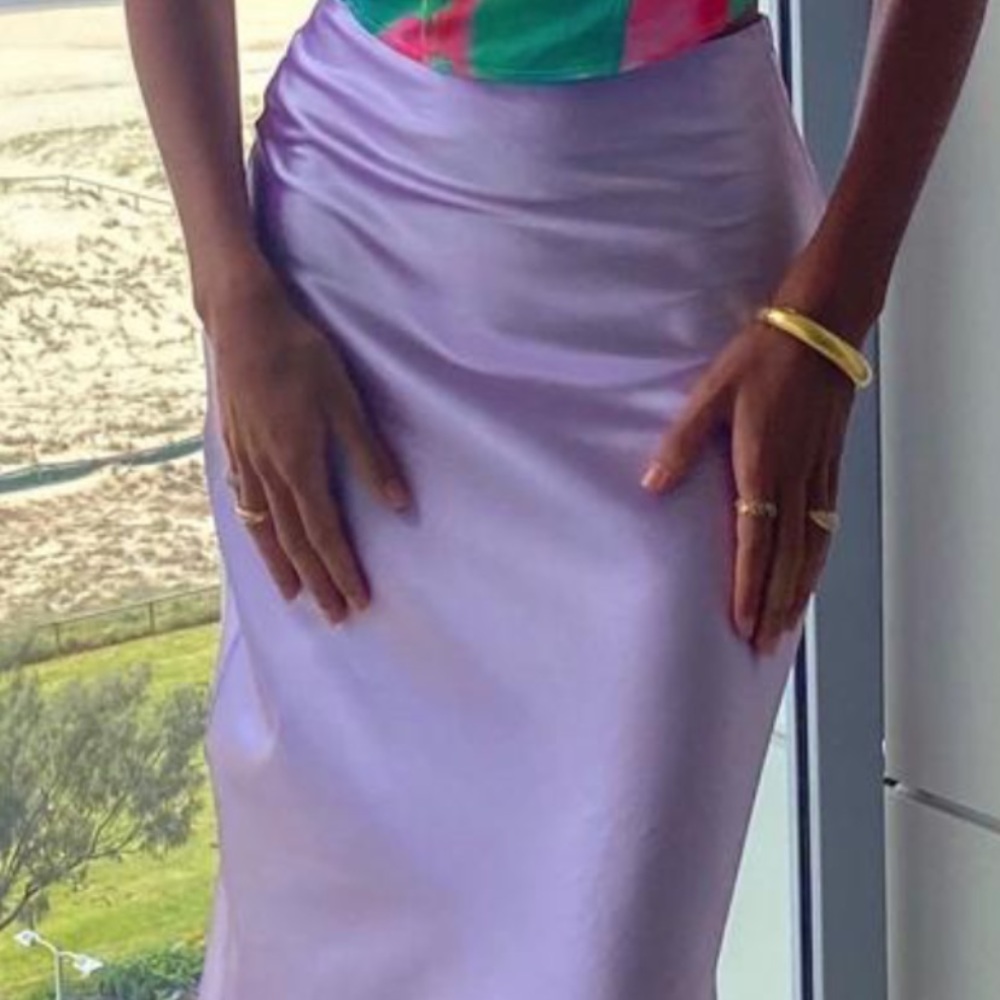 French Town Bias Cut Midi Skirt in Lilac